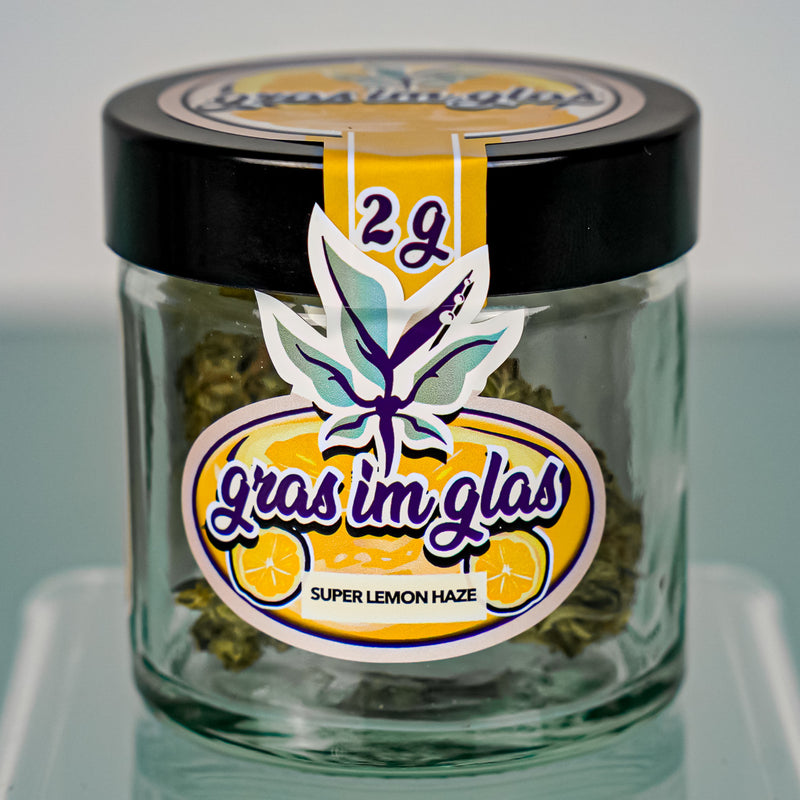 Super Lemon Haze 2 Gramm CBD-Blüten Gras im Glas